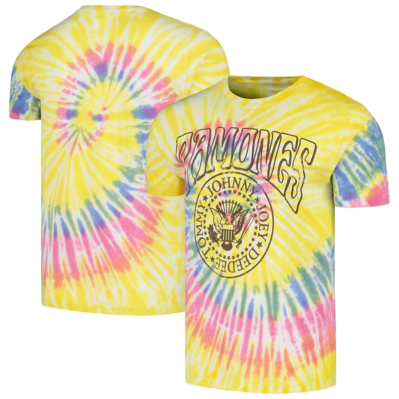 Unisex Yellow The Ramones Crest Psych Dip-Dye T-Shirt