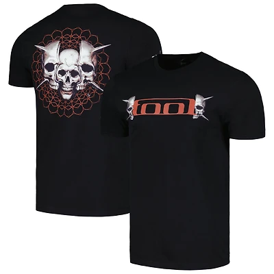 Unisex  Black Tool Skull Spikes T-Shirt