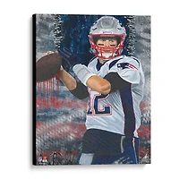 Tom Brady New England Patriots Stretched 16" x 20" Embellished Canvas Giclee Print - Art by Cortney Wall