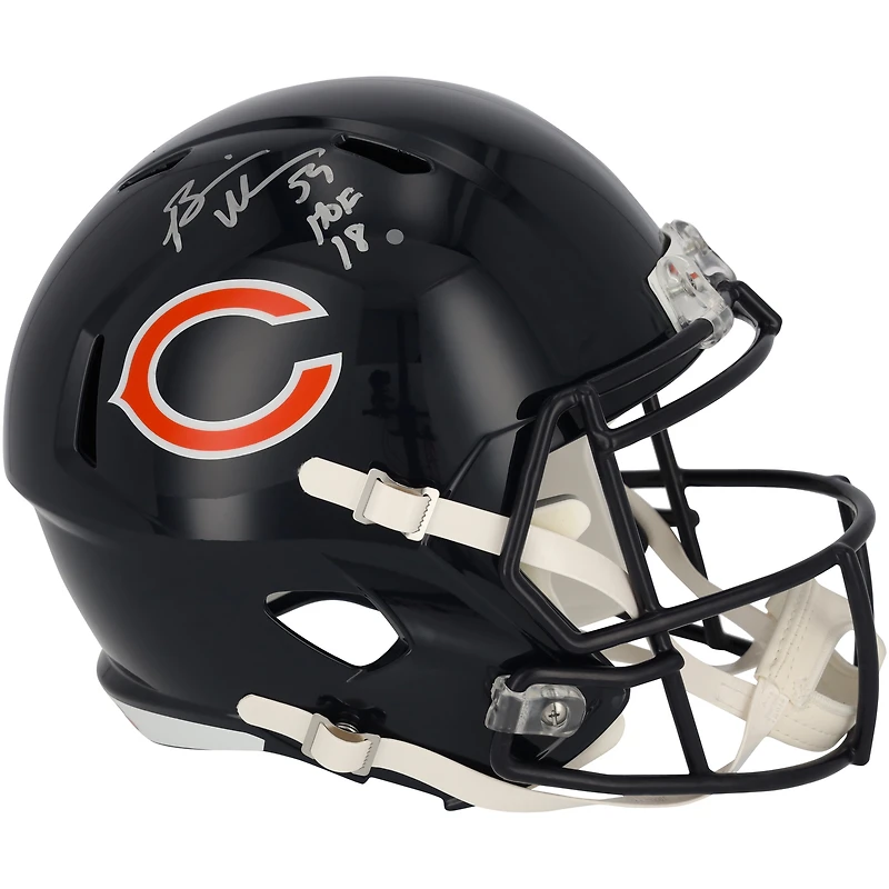 Brian Urlacher Chicago Bears Autographed Riddell Speed Replica Helmet with "HOF 18" Inscription