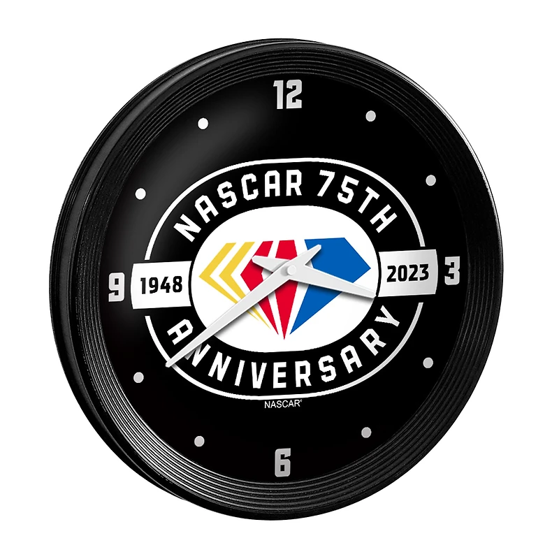 NASCAR 75th Anniversary 15" Ribbed Frame Wall Clock
