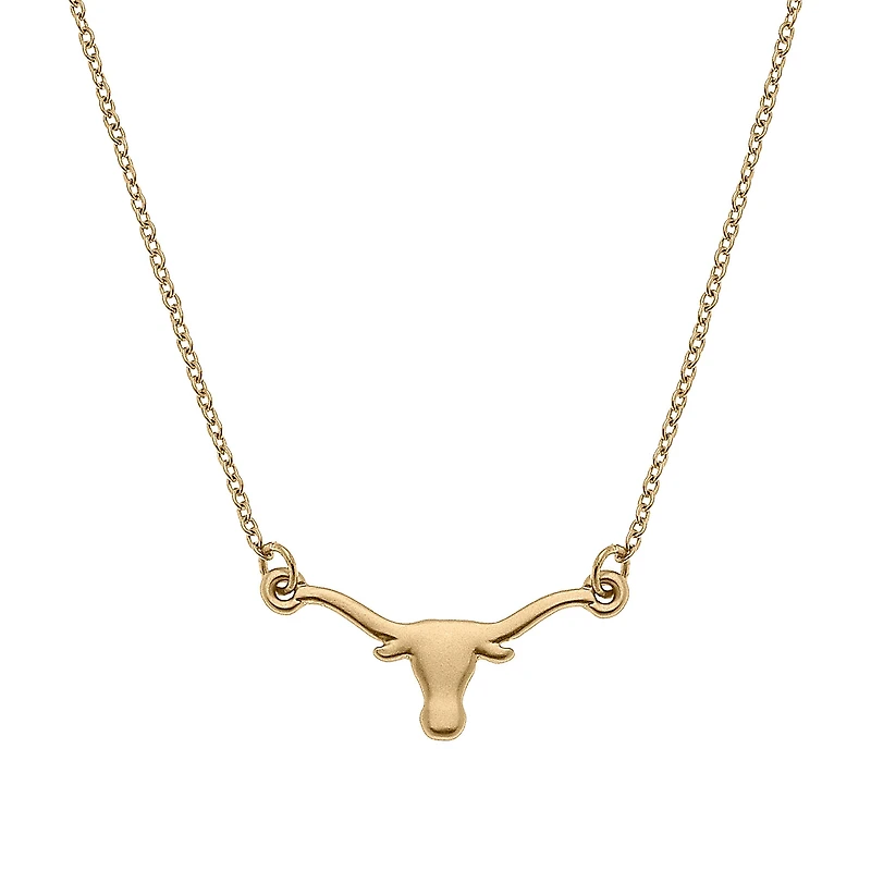Women's CANVAS Style Texas Longhorns Gold Plated Pendant Necklace