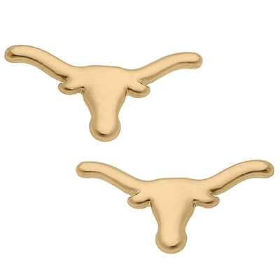 Women's CANVAS Style Texas Longhorns 24K Gold Plated Stud Earrings