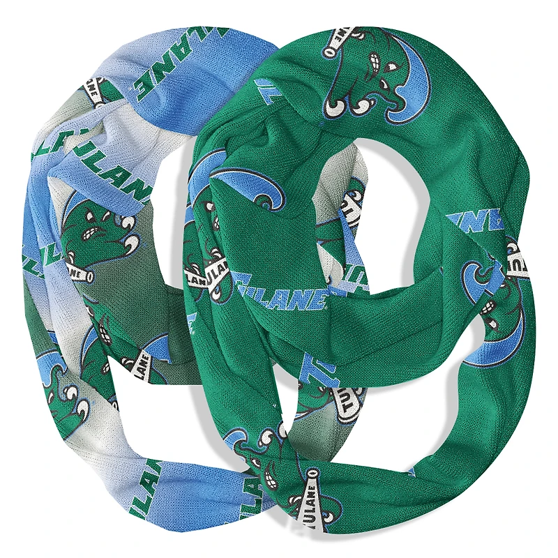 Vive La Fete  Tulane Green Wave Two-Piece Infinity Scarves Set