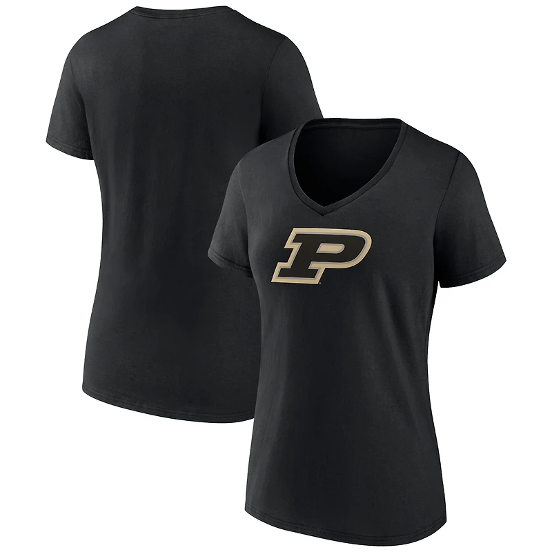 Women's Fanatics Black Purdue Boilermakers Logo V-Neck T-Shirt