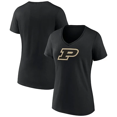 Women's Fanatics Black Purdue Boilermakers Logo V-Neck T-Shirt