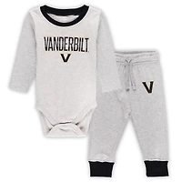 Infant Wes & Willy Heather Gray Vanderbilt Commodores Two-Piece Jie Jie Long Sleeve Bodysuit & Pants Set