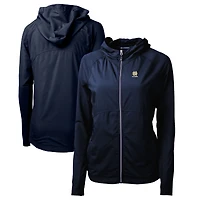 Women's Cutter & Buck  Navy Notre Dame Fighting Irish Alumni Adapt Eco Knit Hybrid Recycled Full-Zip Hoodie