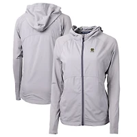 Women's Cutter & Buck  Gray Notre Dame Fighting Irish Alumni Adapt Eco Knit Hybrid Recycled Full-Zip Hoodie