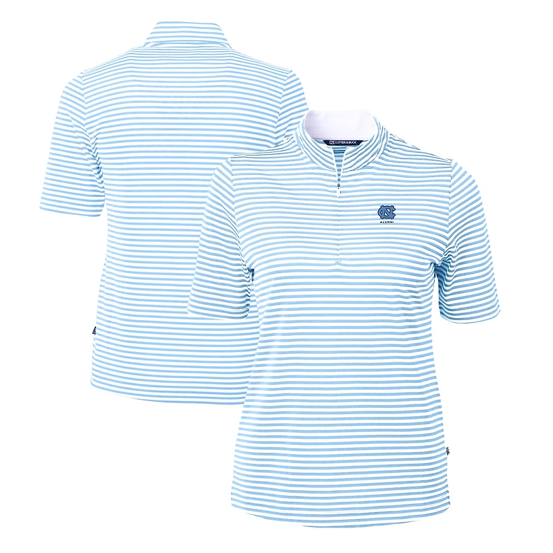Women's Cutter & Buck Carolina Blue North Carolina Tar Heels Alumni DryTec Virtue Eco Pique Stripe Recycled Top