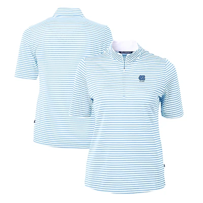 Women's Cutter & Buck Carolina Blue North Carolina Tar Heels Alumni DryTec Virtue Eco Pique Stripe Recycled Top