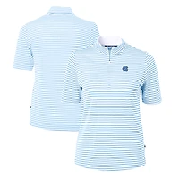 Women's Cutter & Buck Carolina Blue North Carolina Tar Heels Alumni DryTec Virtue Eco Pique Stripe Recycled Top