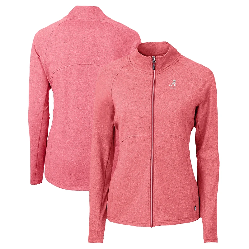 Women's Cutter & Buck Crimson Alabama Crimson Tide Alumni Adapt Eco Knit Heather Recycled Full-Zip Jacket