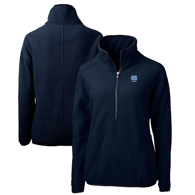 Women's Cutter & Buck  Navy North Carolina Tar Heels Alumni Cascade Eco Sherpa Fleece Half-Zip Pullover Jacket