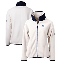 Women's Cutter & Buck  Oatmeal North Carolina Tar Heels Alumni Cascade Eco Sherpa Full-Zip Fleece Jacket