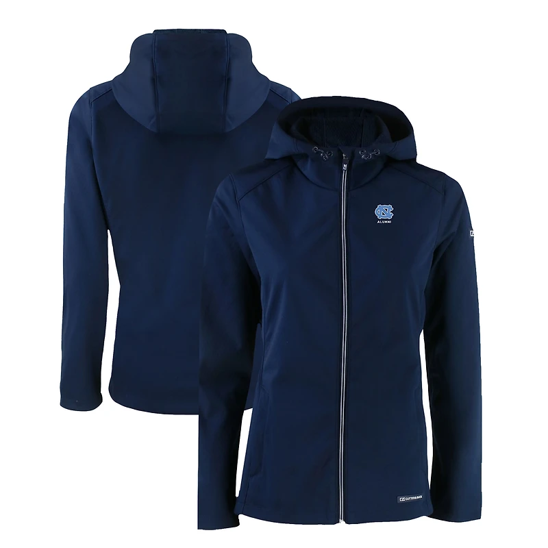 Women's Cutter & Buck  Navy North Carolina Tar Heels Alumni Evoke Eco Softshell Recycled Full-Zip Jacket