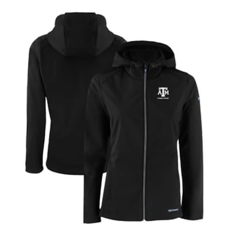 Women's Cutter & Buck Black Texas A&M Aggies Alumni Evoke Eco Softshell Recycled Full-Zip Jacket