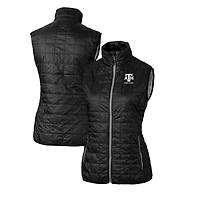 Women's Cutter & Buck  Black Texas A&M Aggies Alumni Rainier PrimaLoft Eco Insulated Full-Zip Puffer Vest