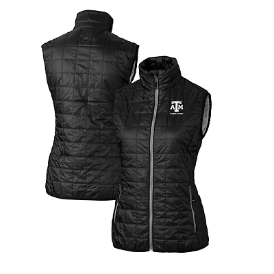 Women's Cutter & Buck  Black Texas A&M Aggies Alumni Rainier PrimaLoft Eco Insulated Full-Zip Puffer Vest