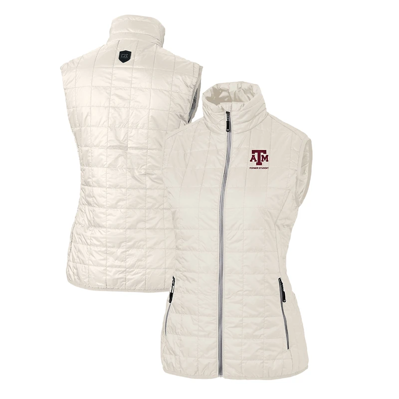 Women's Cutter & Buck  Oatmeal Texas A&M Aggies Alumni Rainier PrimaLoft Eco Insulated Full-Zip Puffer Vest