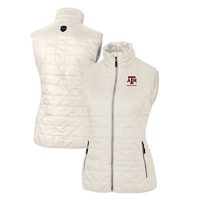 Women's Cutter & Buck  Oatmeal Texas A&M Aggies Alumni Rainier PrimaLoft Eco Insulated Full-Zip Puffer Vest