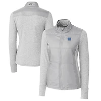 Women's Cutter & Buck  Gray North Carolina Tar Heels Alumni DryTec Stealth Hybrid Quilted Full-Zip Windbreaker Jacket