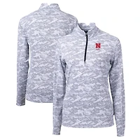 Women's Cutter & Buck  Gray Nebraska Huskers Alumni DryTec Traverse Camo Print Stretch Quarter-Zip Top