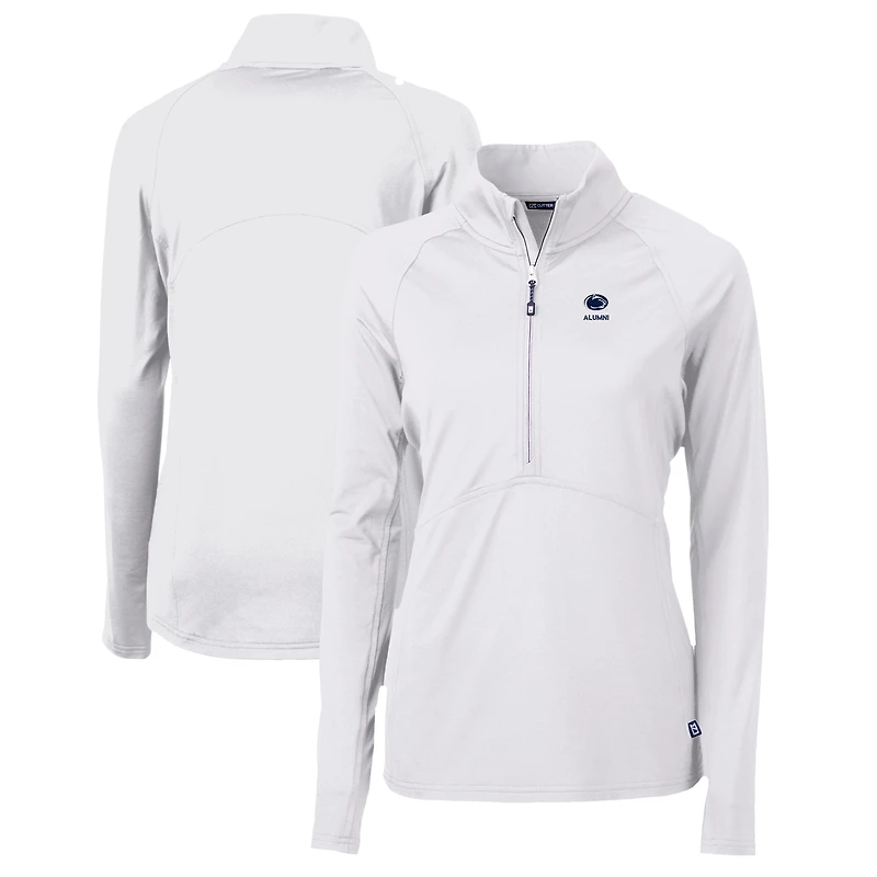 Women's Cutter & Buck  White Penn State Nittany Lions Alumni Adapt Eco Knit Stretch Recycled Half-Zip Pullover Top