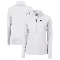 Women's Cutter & Buck  White Penn State Nittany Lions Alumni Adapt Eco Knit Stretch Recycled Half-Zip Pullover Top