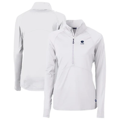 Women's Cutter & Buck  White Penn State Nittany Lions Alumni Adapt Eco Knit Stretch Recycled Half-Zip Pullover Top