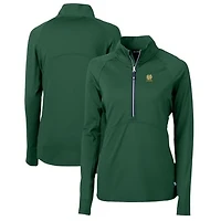 Women's Cutter & Buck Green Notre Dame Fighting Irish Alumni Adapt Eco Knit Stretch Recycled Half-Zip Pullover Top
