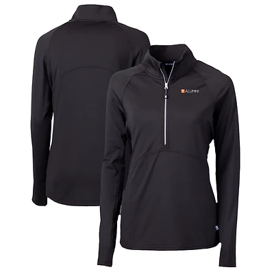 Women's Cutter & Buck  Black Tennessee Volunteers Alumni Adapt Eco Knit Stretch Recycled Half-Zip Pullover Top