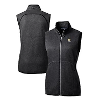 Women's Cutter & Buck  Heather Charcoal Notre Dame Fighting Irish Alumni Mainsail Sweater-Knit Full-Zip Vest