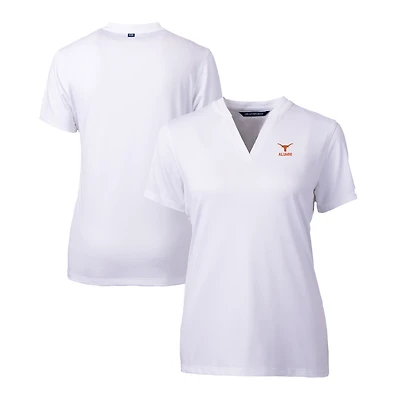 Women's Cutter & Buck  White Texas Longhorns Alumni DryTec Forge Stretch V-Neck Blade Top