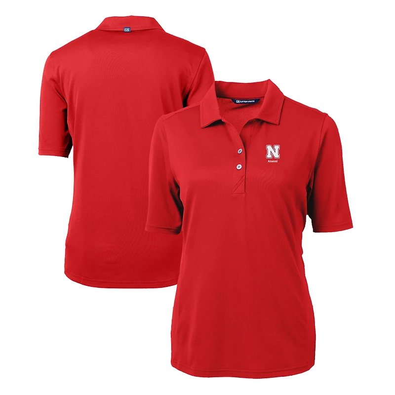 Women's Cutter & Buck  Scarlet Nebraska Huskers Alumni Virtue Eco Pique Recycled Polo