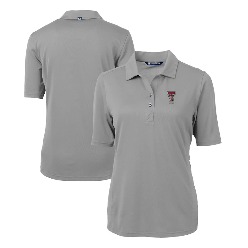 Women's Cutter & Buck Gray Texas Tech Red Raiders Alumni Virtue Eco Pique Recycled Polo