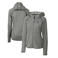 Women's Cutter & Buck  Heather Gray North Carolina Tar Heels Alumni Mainsail Sweater-Knit Full-Zip Hoodie