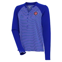 Women's Antigua  Royal/White Chicago Cubs Maverick Henley Long Sleeve T-Shirt