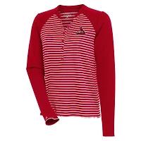 Women's Antigua  Red/White St. Louis Cardinals Maverick Henley Long Sleeve T-Shirt