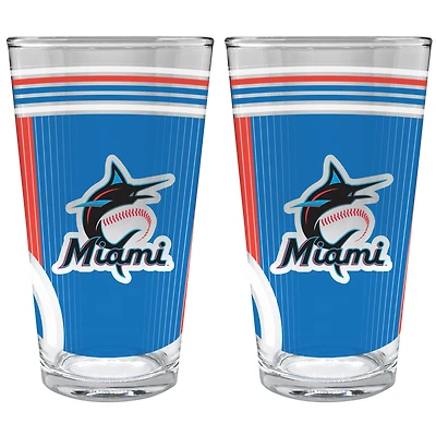 Miami Marlins Two-Piece 16oz. Pint Glass Set