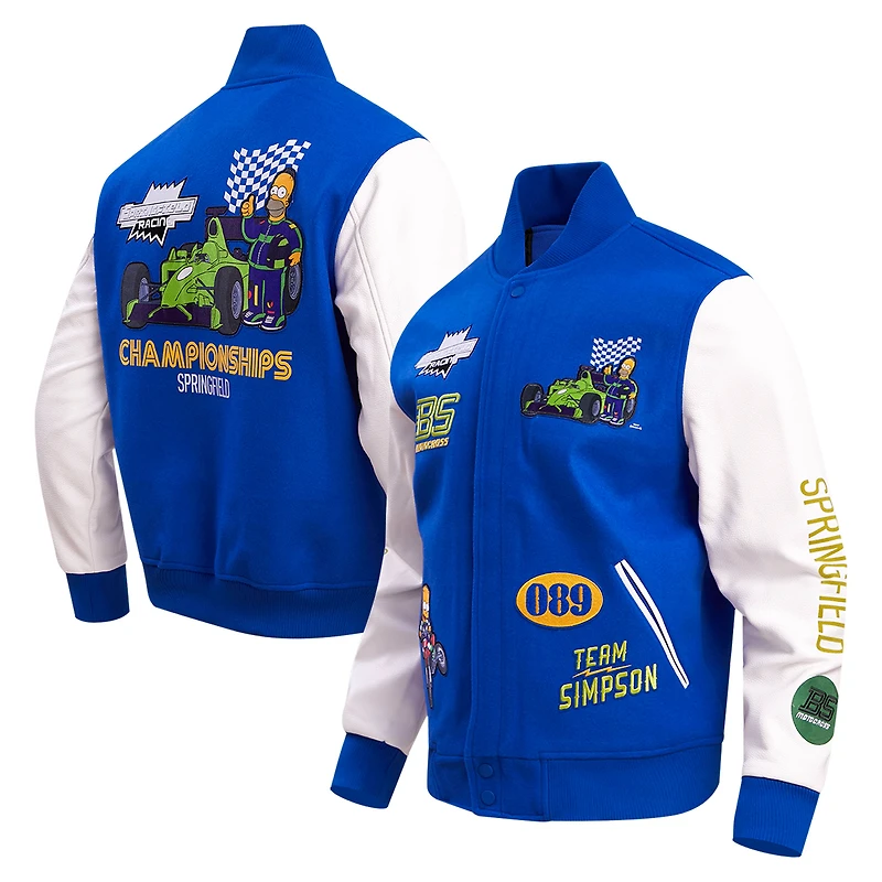 Men's Freeze Max  Royal/White The Simpsons Racing Varsity Full Zip Jacket