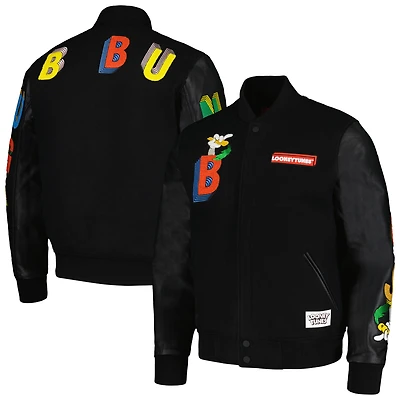 Men's Freeze Max Bugs Bunny Black/ Looney Tunes Big Letter Varsity Full Zip Jacket