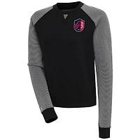 Women's Antigua  Black/White St. Louis City SC Flier Bunker Tri-Blend Pullover Sweatshirt