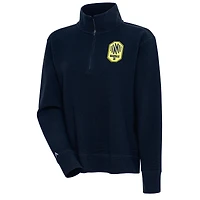 Women's Antigua  Navy Nashville SC Portal Tri-Blend Half-Zip Pullover Top