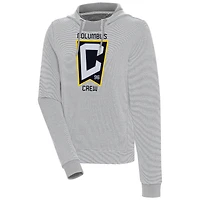 Women's Antigua  Gray/White Columbus Crew Axe Bunker Tri-Blend Pullover Hoodie