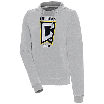 Women's Antigua  Gray/White Columbus Crew Axe Bunker Tri-Blend Pullover Hoodie