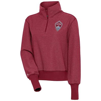 Women's Antigua  Cardinal Colorado Rapids Upgrade Half-Zip Pullover Top