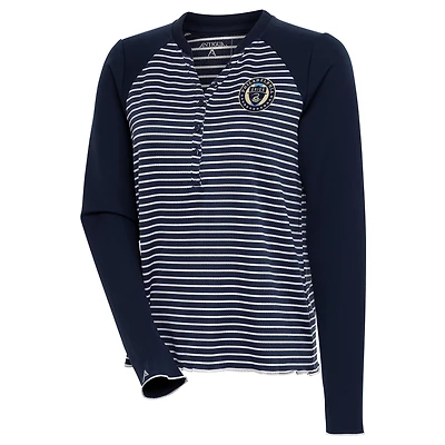 Women's Antigua  Navy Philadelphia Union Maverick Henley Long Sleeve T-Shirt