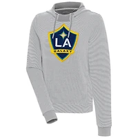 Women's Antigua  Gray/White LA Galaxy Axe Bunker Tri-Blend Pullover Hoodie