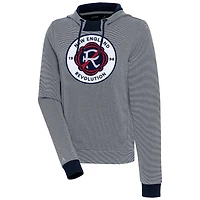 Women's Antigua  Navy/White New England Revolution Axe Bunker Tri-Blend Pullover Hoodie
